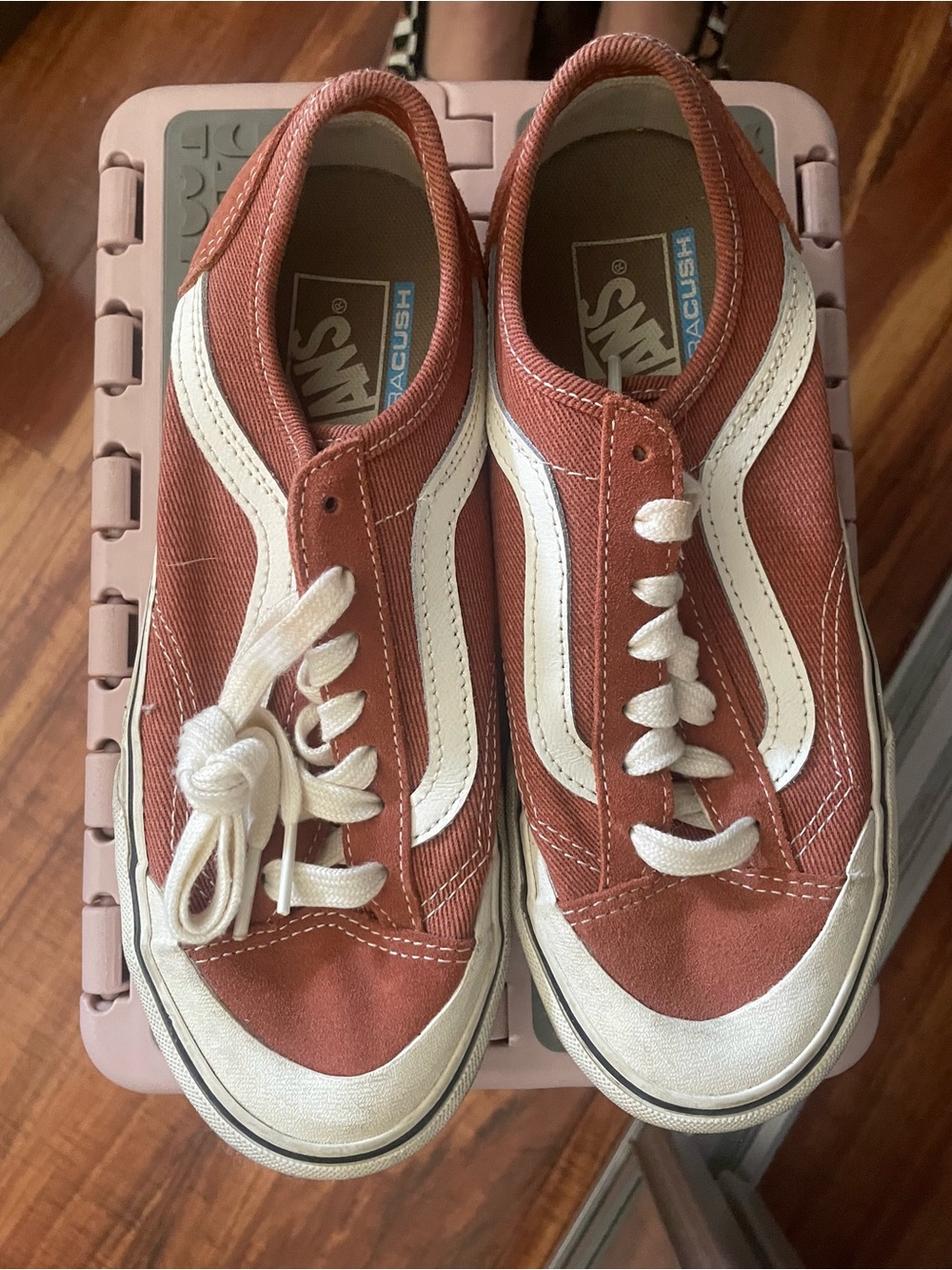 Vans Rust Canvas Low-Top Sneakers with White Stripe
